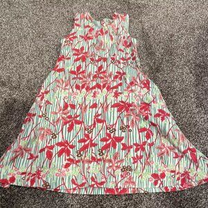 Patagonia Girls Dress Print Size XXS Size 3-4 Organic Cotton Pockets Green Pink